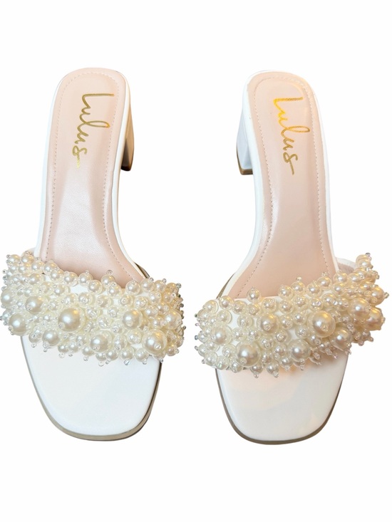 Lulus Shoes - Lulus Adelaide Pearl EmbellishWhite Bridal Heels Size 7.5 NIB Block Heel Sandals